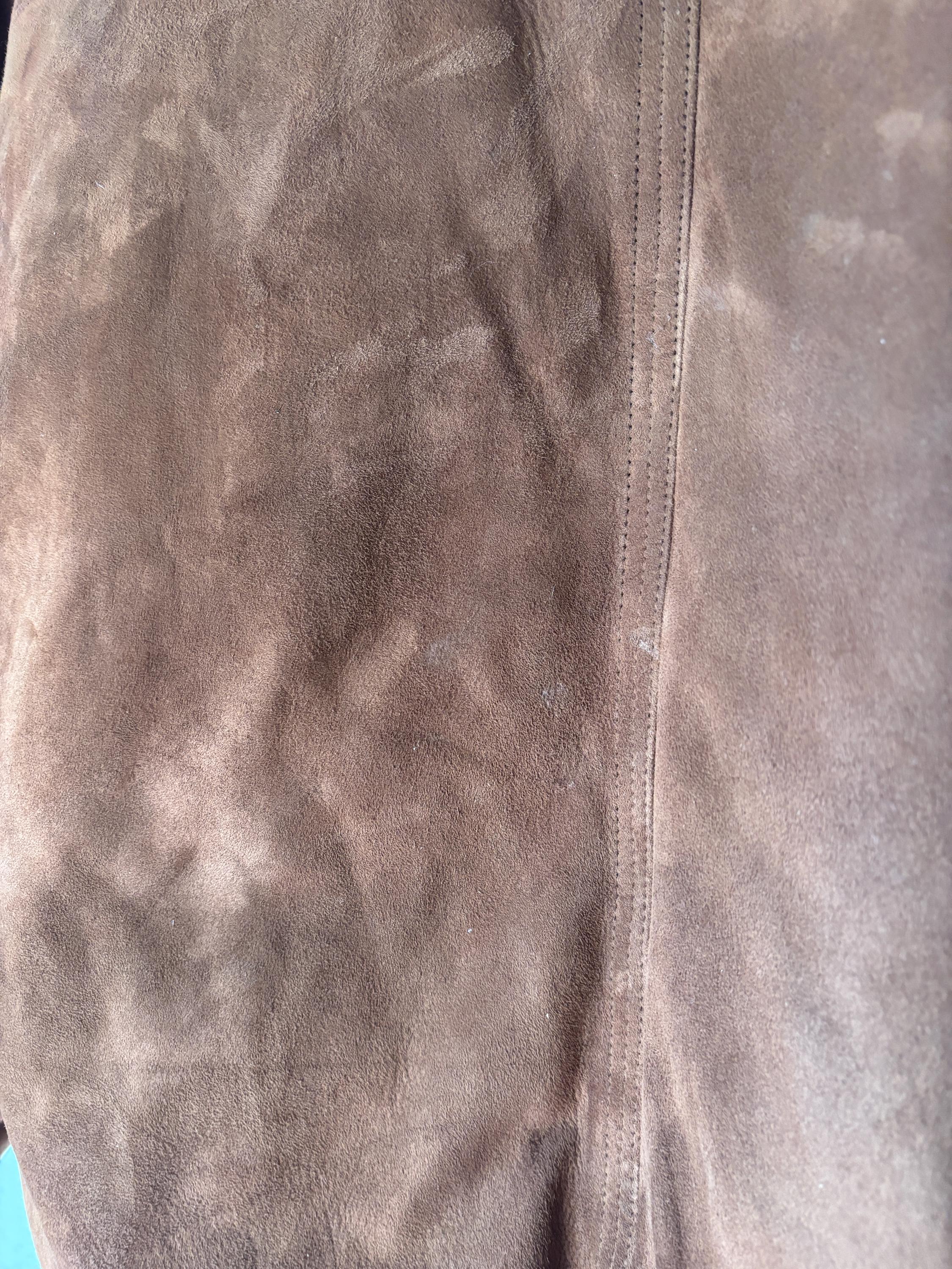 Rare POLO Sport Men’s Brown Suede Quilted Jacket Coat Down Filled Ralph Lauren Size Large Bomber Jacket Pockets