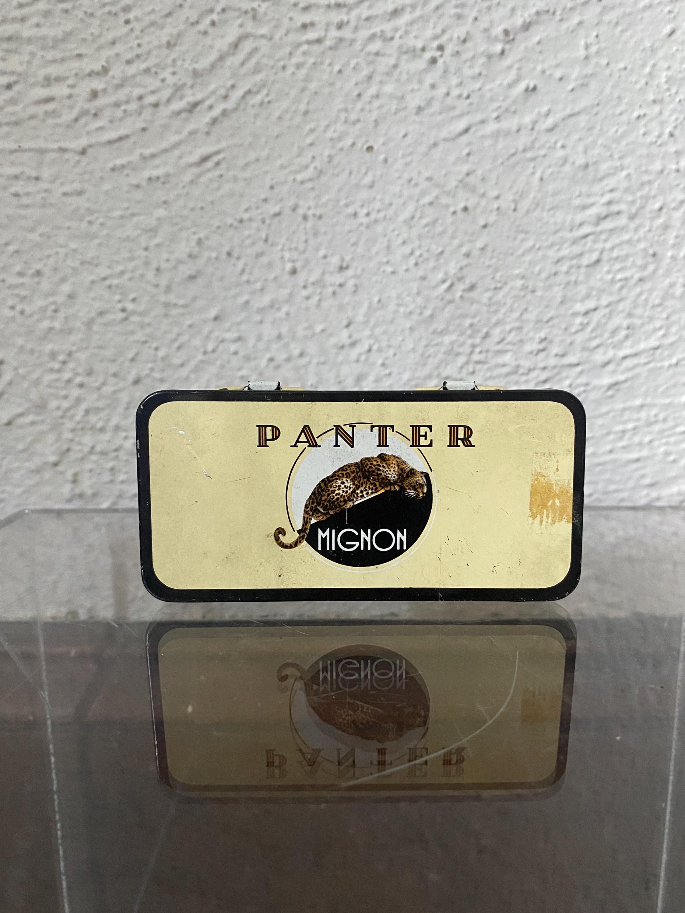 Vintage Panter Mignon Dutch Cigar Tin Panther Brand Small Box Holland