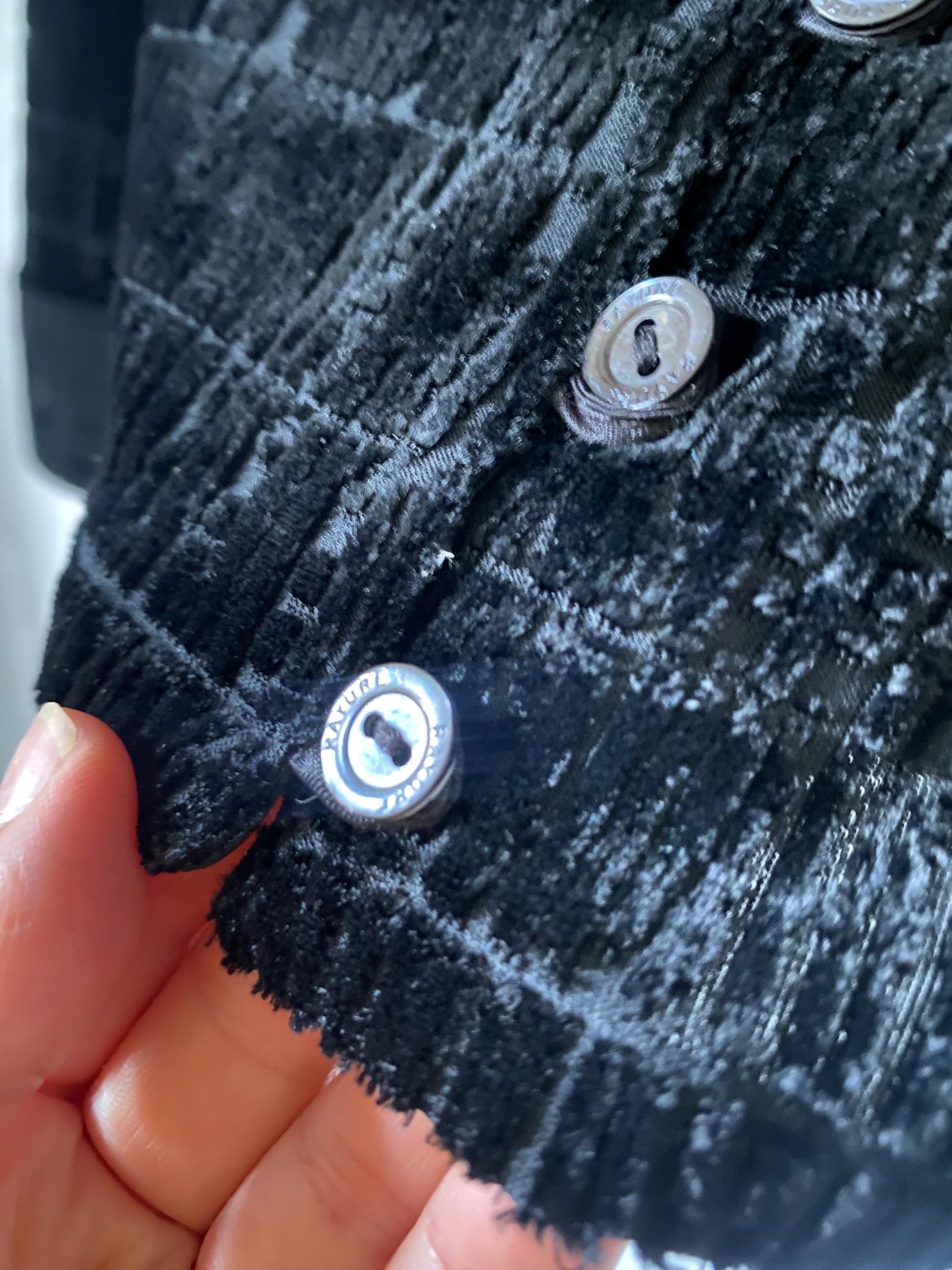 Rayure Paris Burnout Black Velvet 90s Sexy Sheer Square Neck Button Down Sexy Blouse Medium Large Made in France Y2K