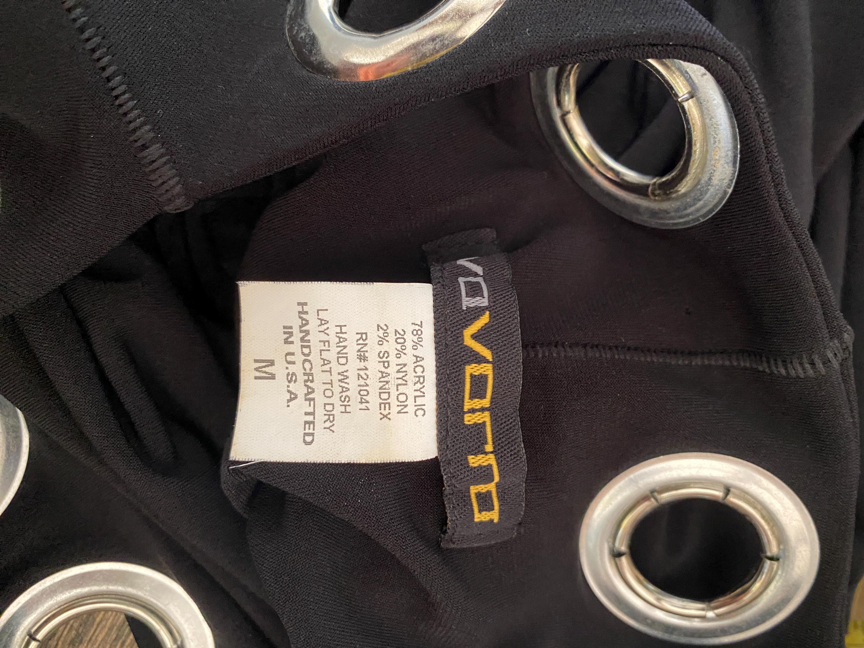 Y2K Black Stretchy Silver Grommets Hardware Peekaboo Mini Knee Length Evo Vorro Made in USA Medium