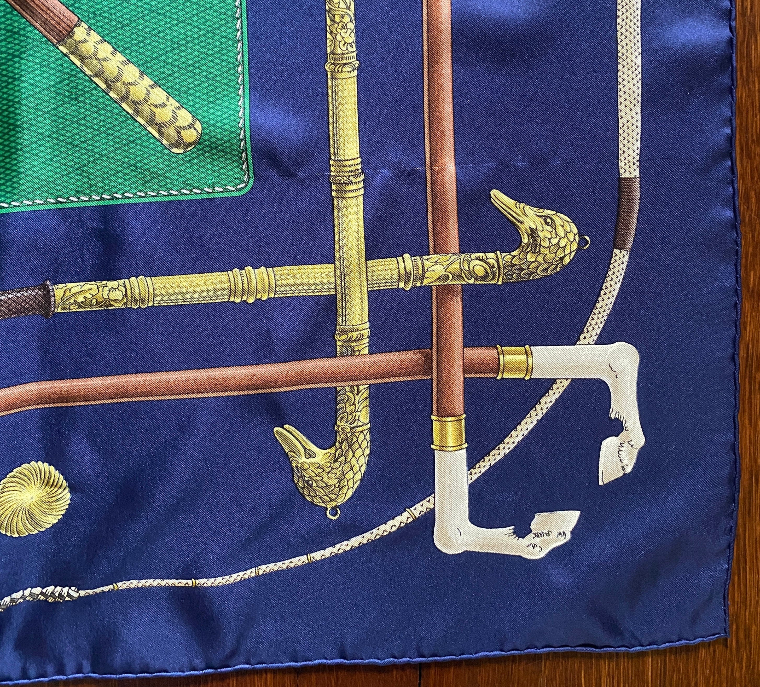 Hermes Scarf CANNES ET POMMEAUX Silk Foulard 35in Francoise de la Perriere Vintage