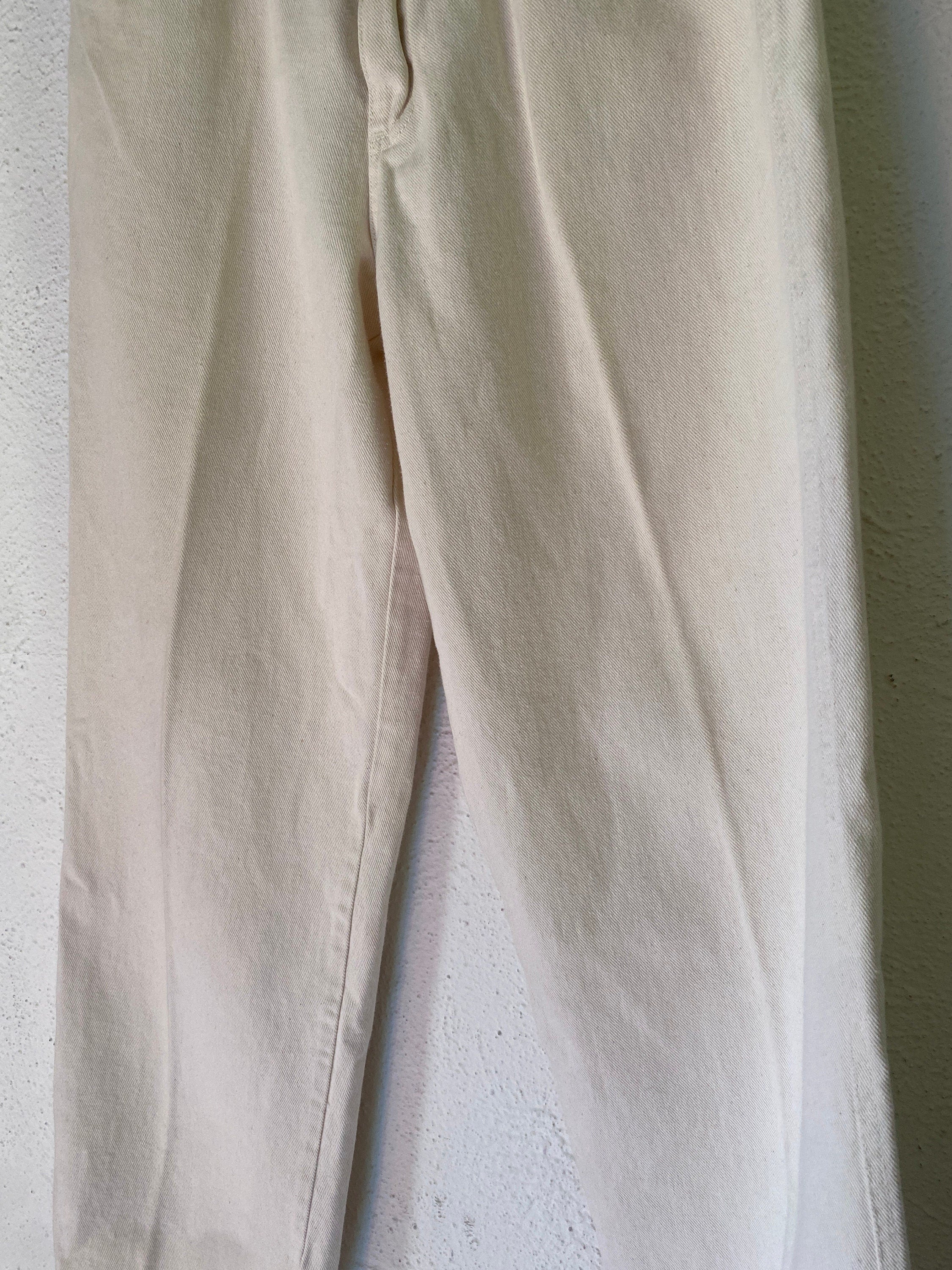 80s 90s Kalifornia Speed Control White Beige Denim Jeans Straight Cut High Waist Small Back Pockets Size 26 Small/Medium