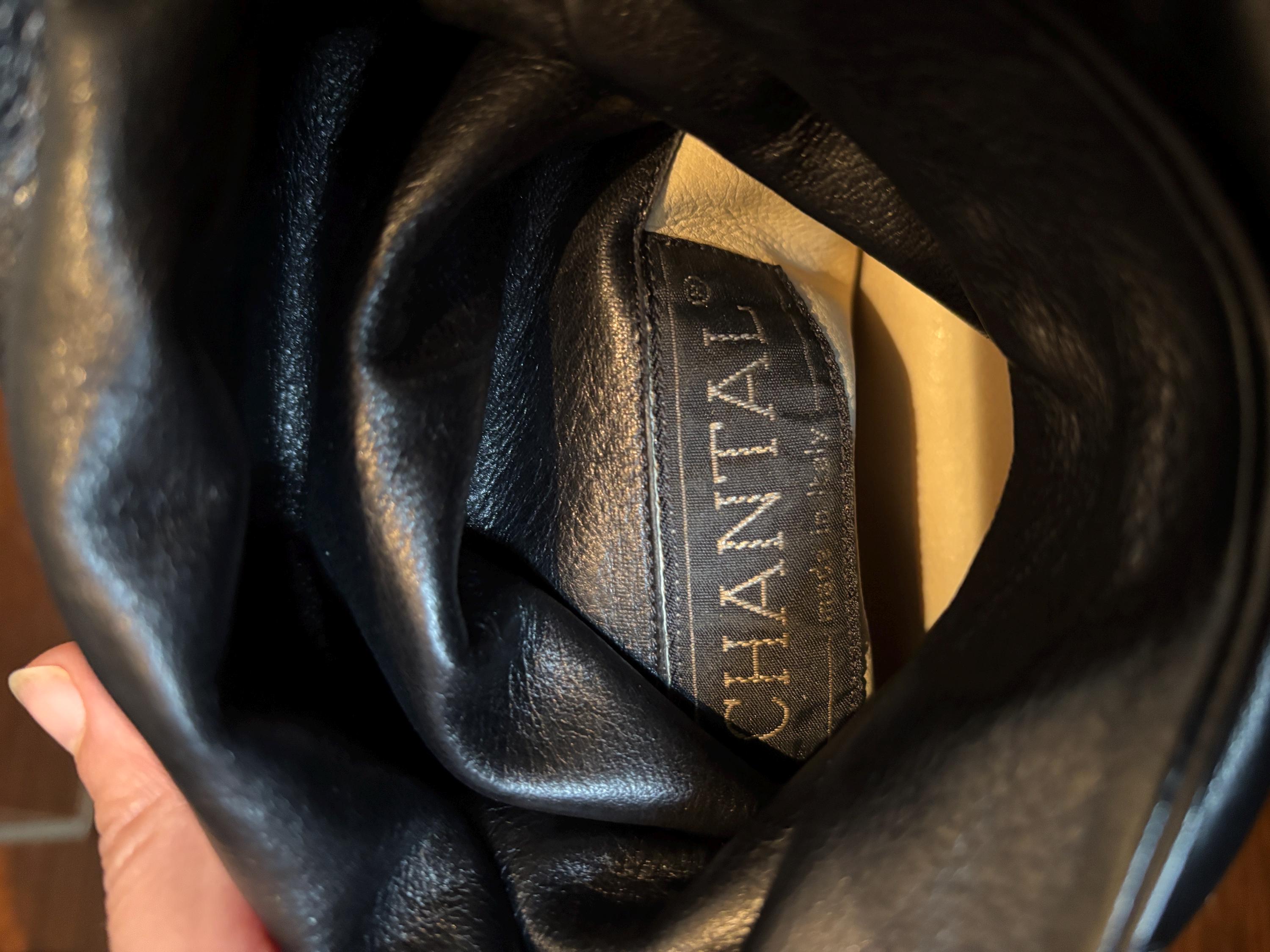 Tall Black Leather Heeled Boots Supple Soft Leather Pointed Toe Folded Chantal Made in Italy Size 8 7.5 Sexy Elegant Classic