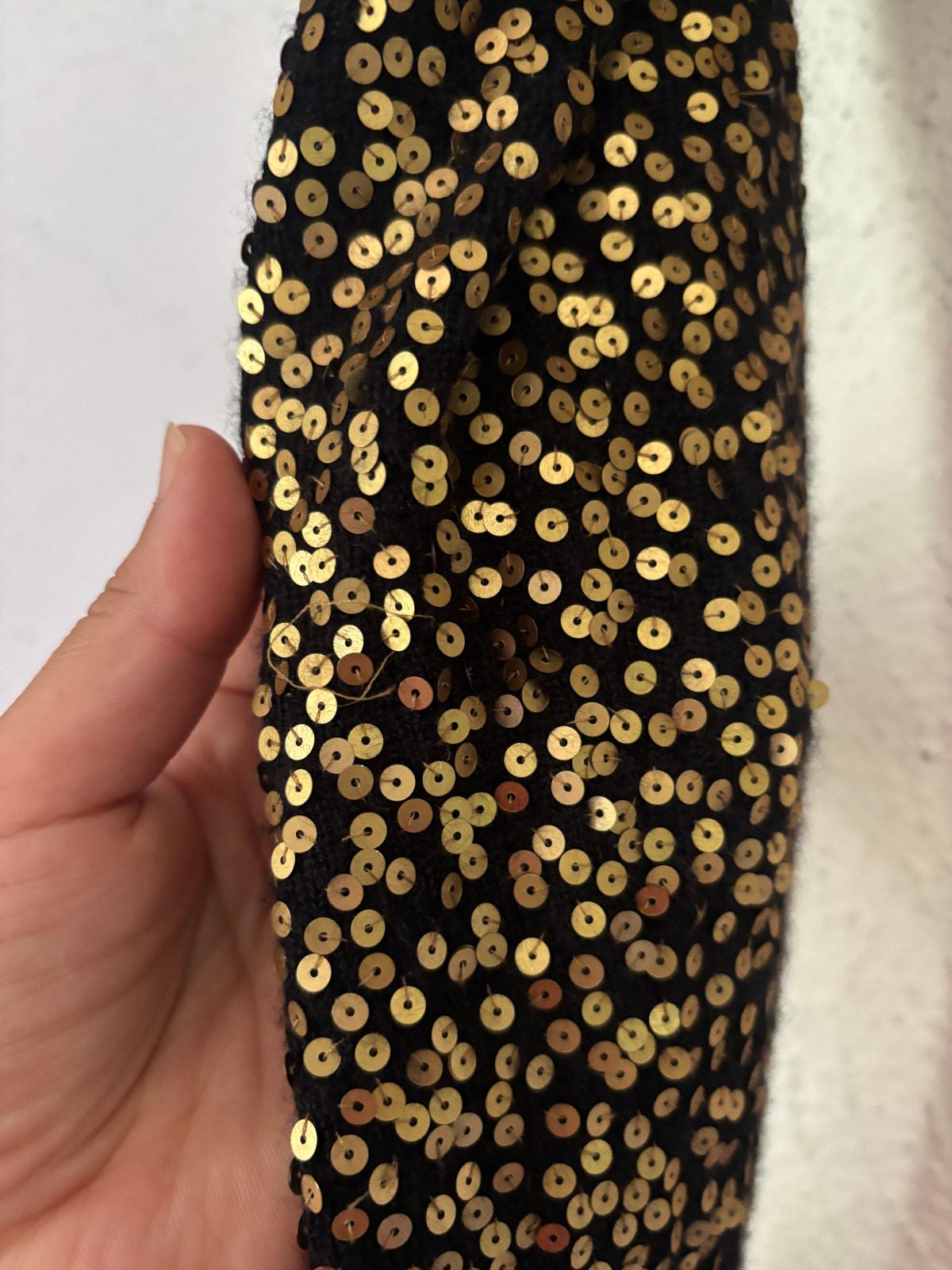 Donna Karan Collection Cashmere Silk Gold Sequin Shoulder Shrug Sweater Cardigan Medium