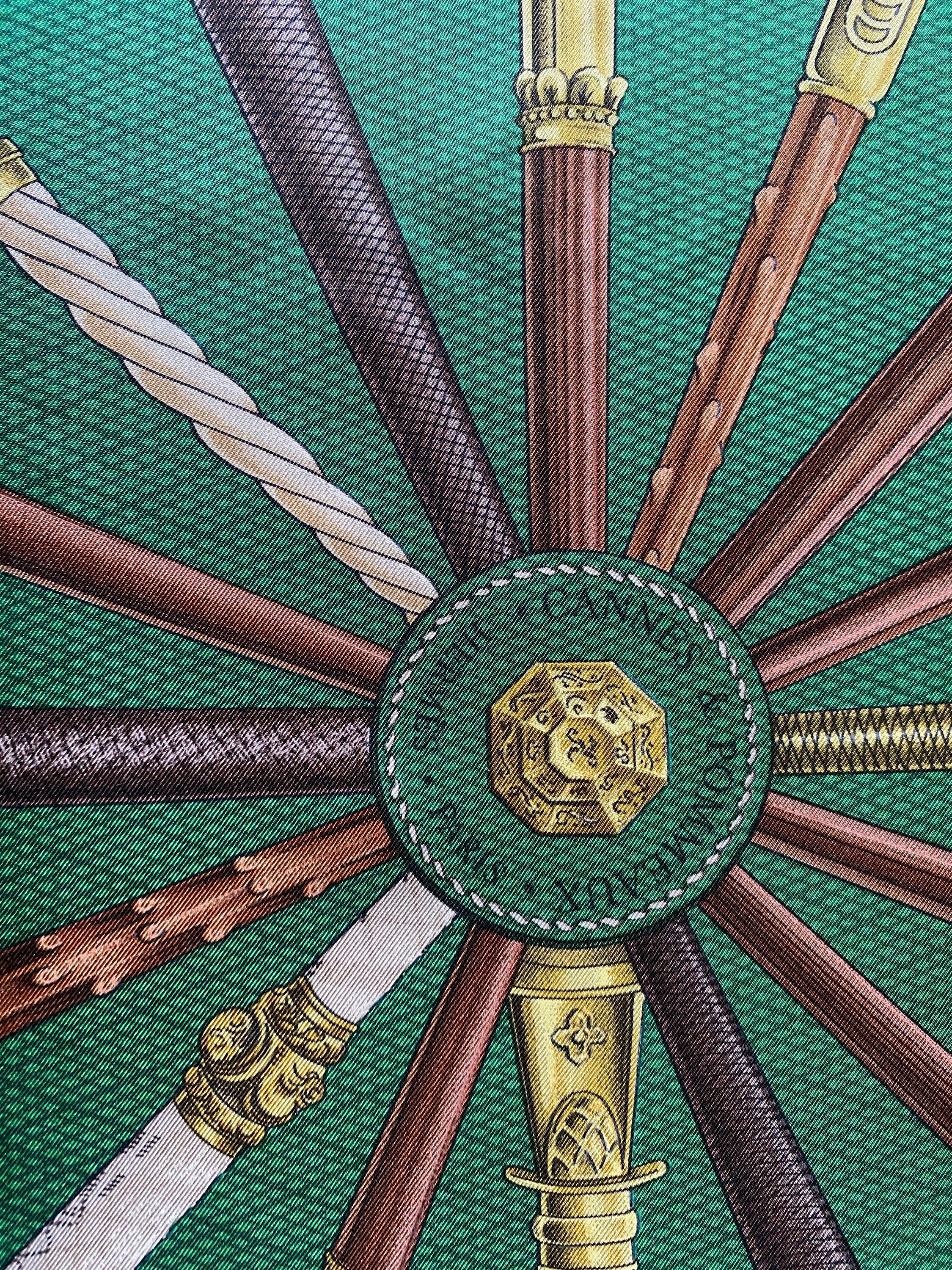 Hermes Scarf CANNES ET POMMEAUX Silk Foulard 35in Francoise de la Perriere Vintage