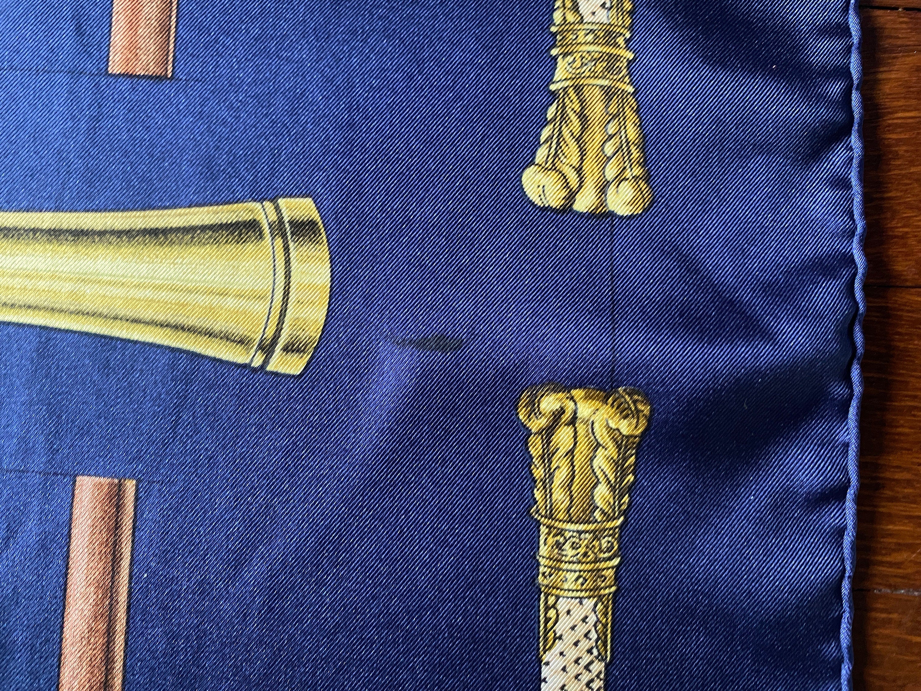 Hermes Scarf CANNES ET POMMEAUX Silk Foulard 35in Francoise de la Perriere Vintage