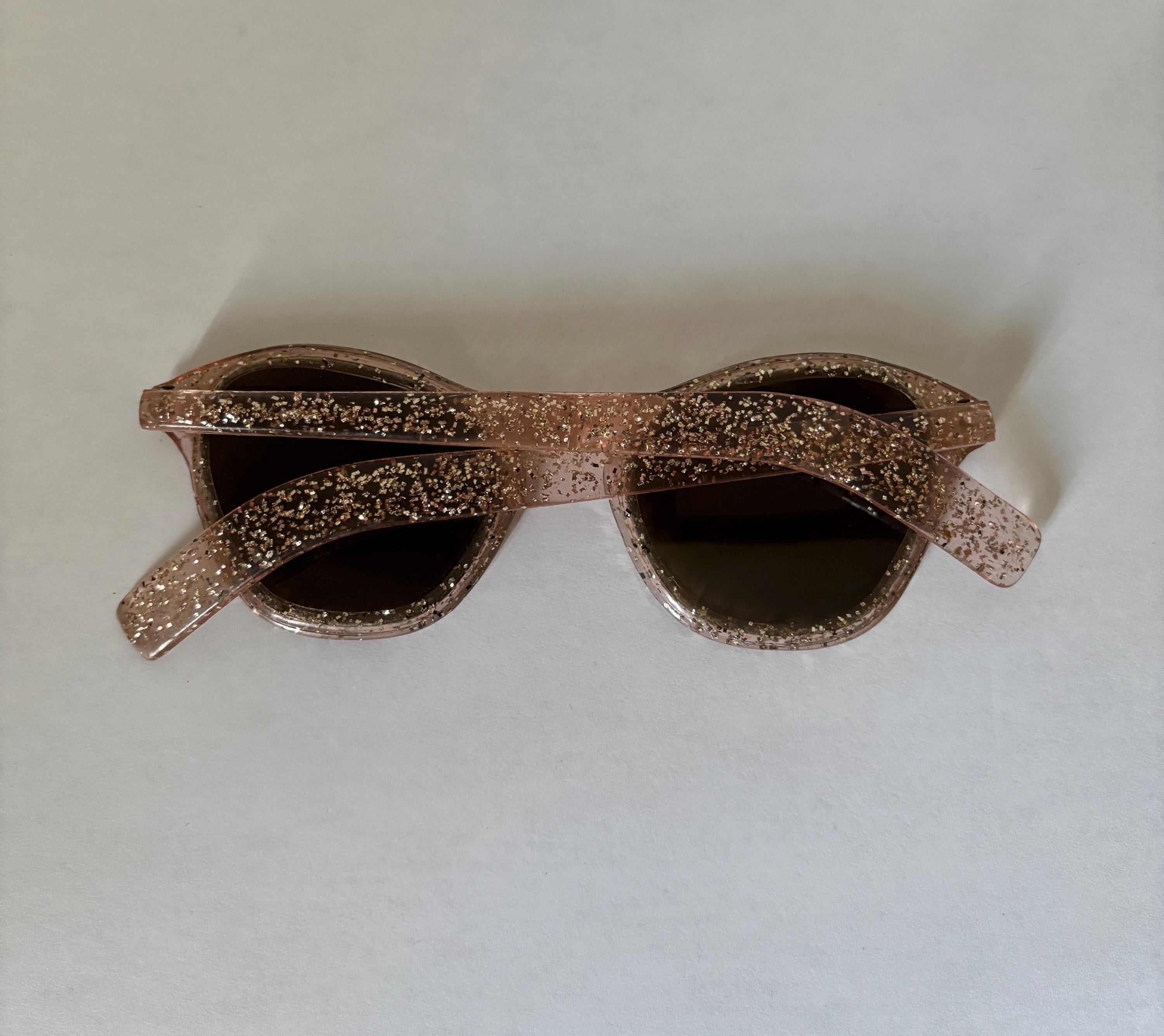 Vintage 50s 60s Pink Glitter Bakelite Cateye Wayfarer Sunglasses Eyeglasses Retro Preppy