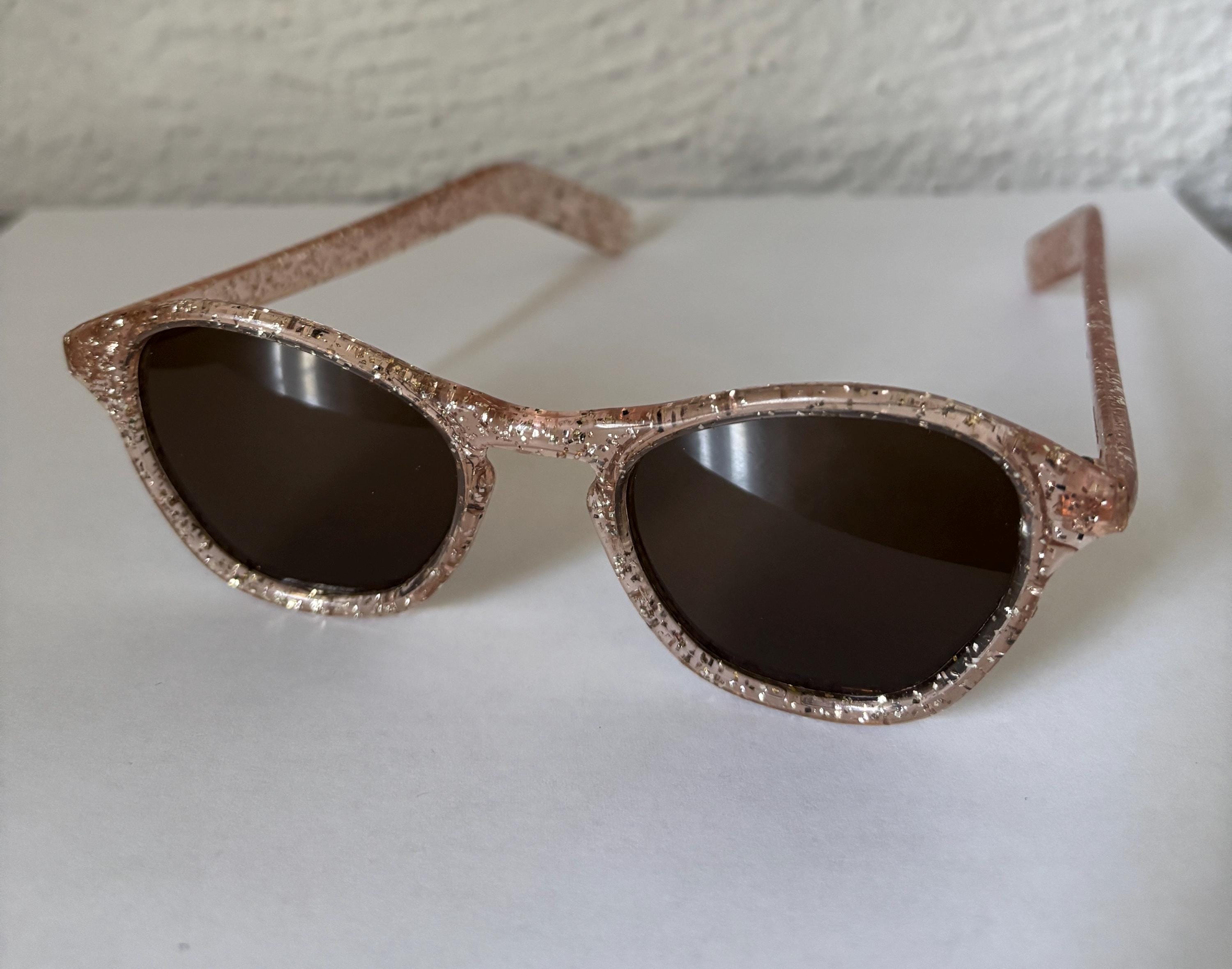 Vintage 50s 60s Pink Glitter Bakelite Cateye Wayfarer Sunglasses Eyeglasses Retro Preppy