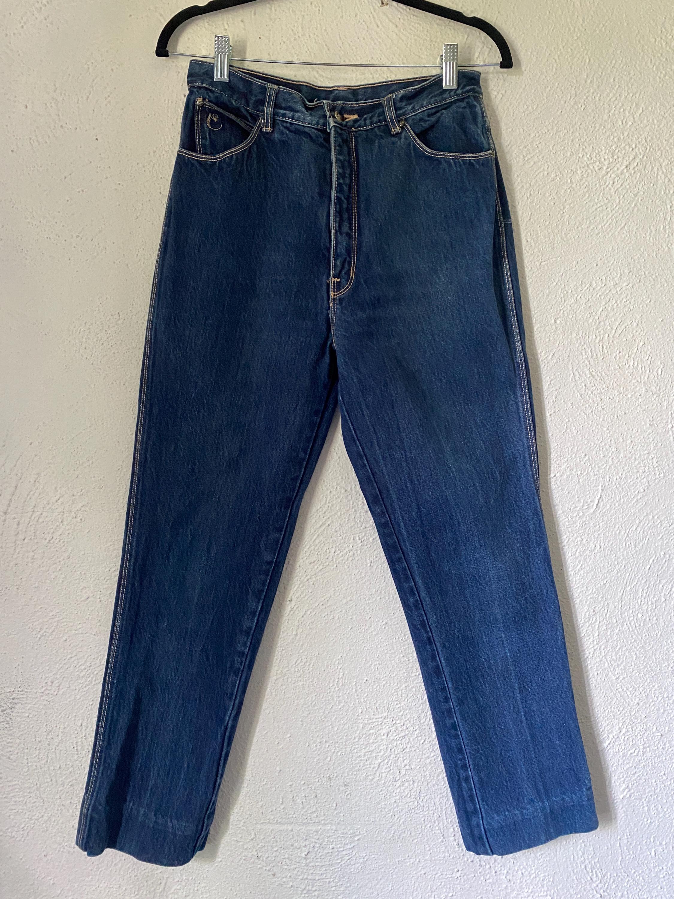 1970s Gloria Vanderbilt for Murjani Dark Blue Denim Jeans Size Small Cotton Straight Leg High Waist