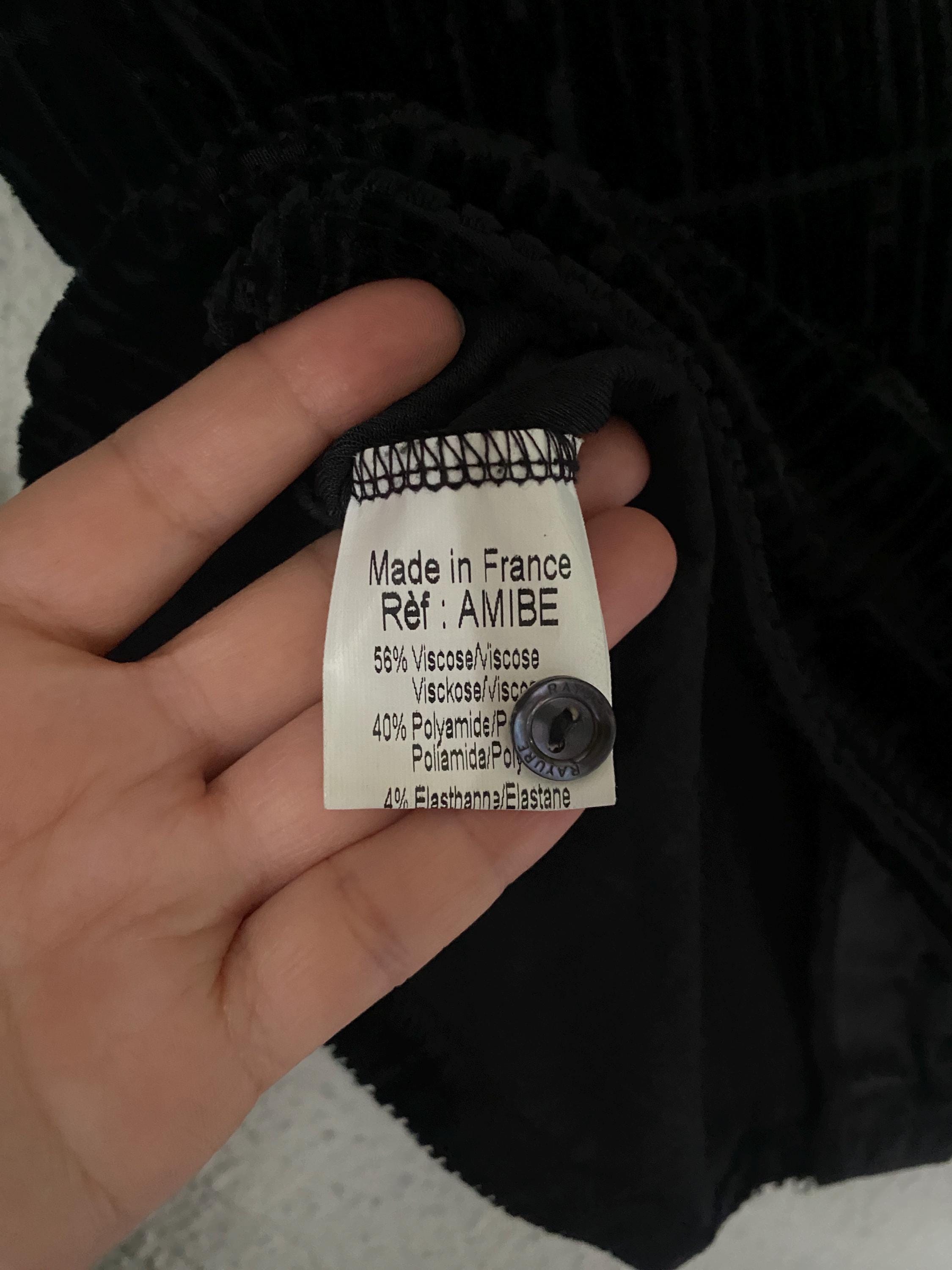 Rayure Paris Burnout Black Velvet 90s Sexy Sheer Square Neck Button Down Sexy Blouse Medium Large Made in France Y2K