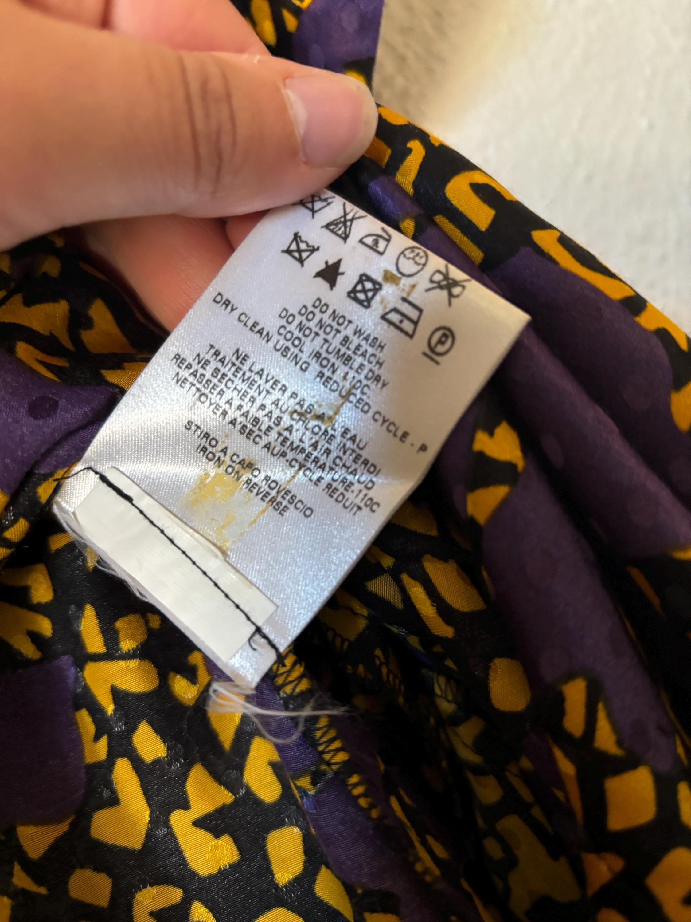 See by Chloe Purple and Yellow Graphic Print Oversized Button Down Mini Dress with Pockets Size Small Medium US 4