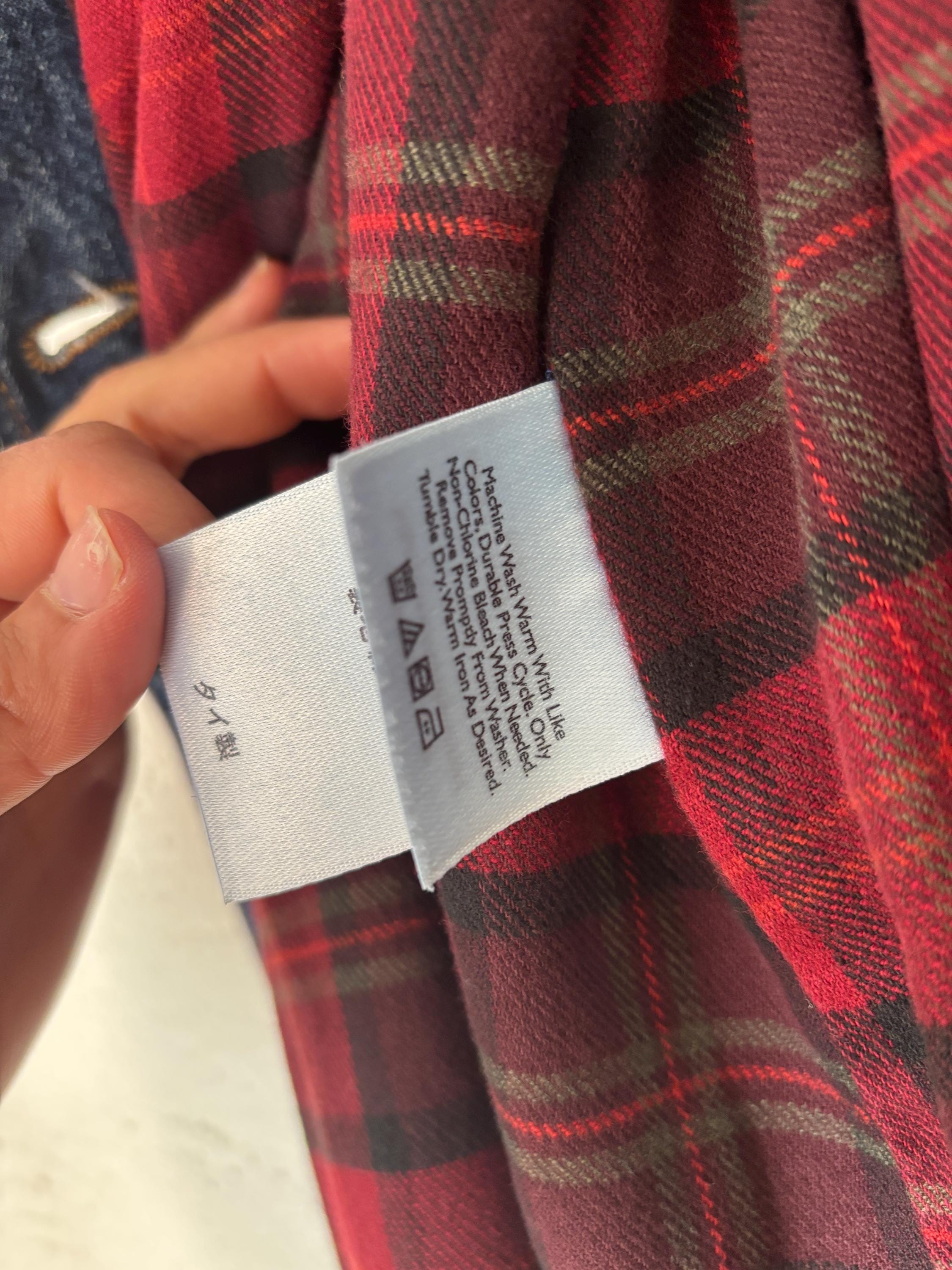 Eddie Bauer Denim Midi Maxi Red Plaid Fleece Lined Button Down Skirt Americana Pockets Cowgirl Cowboy Size 4 Small