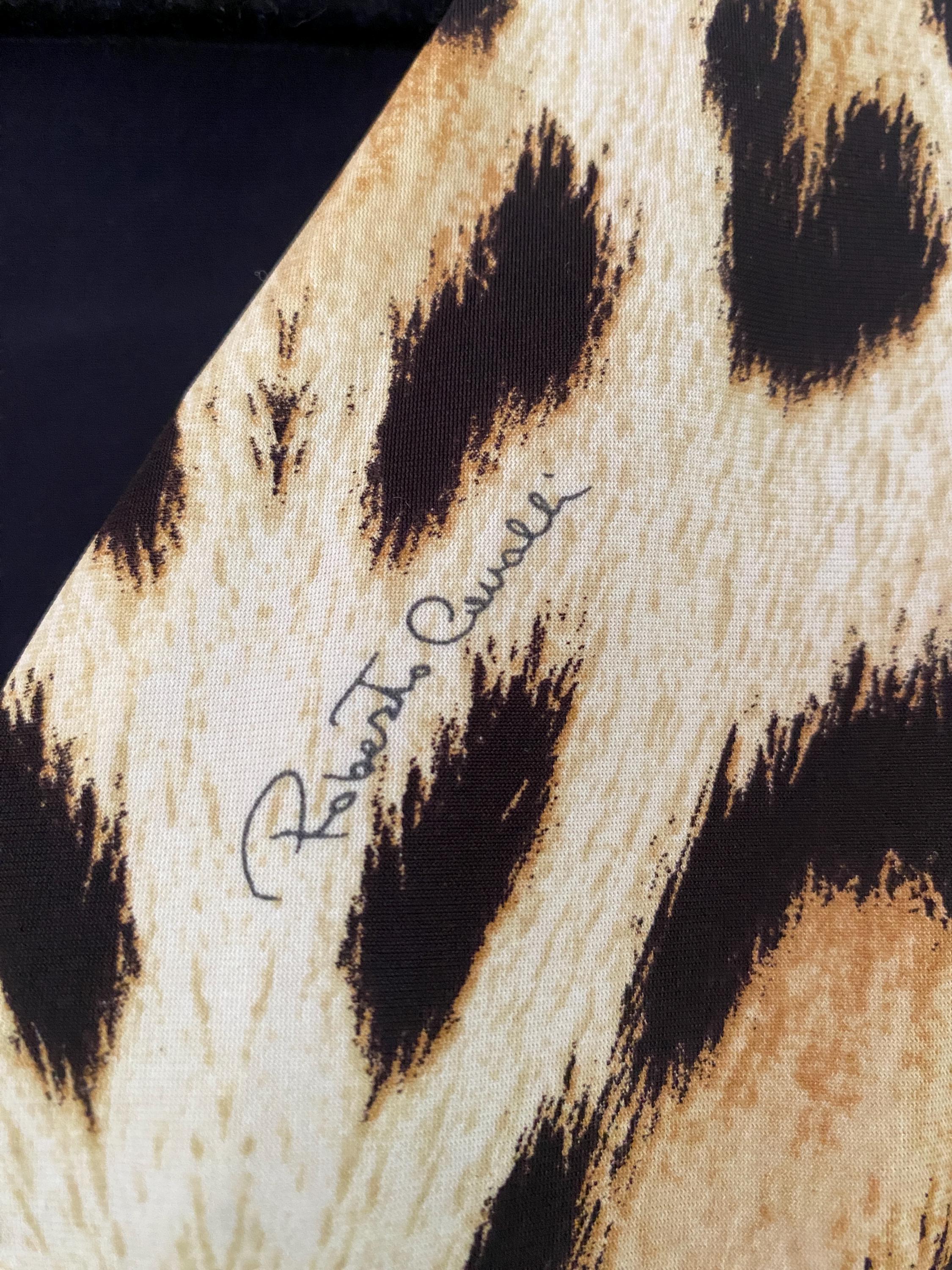 Roberto Cavalli 00s Leopard Print Stretchy Sexy Midi Dress with Ruching Made in Italy Size 44 Medium 6