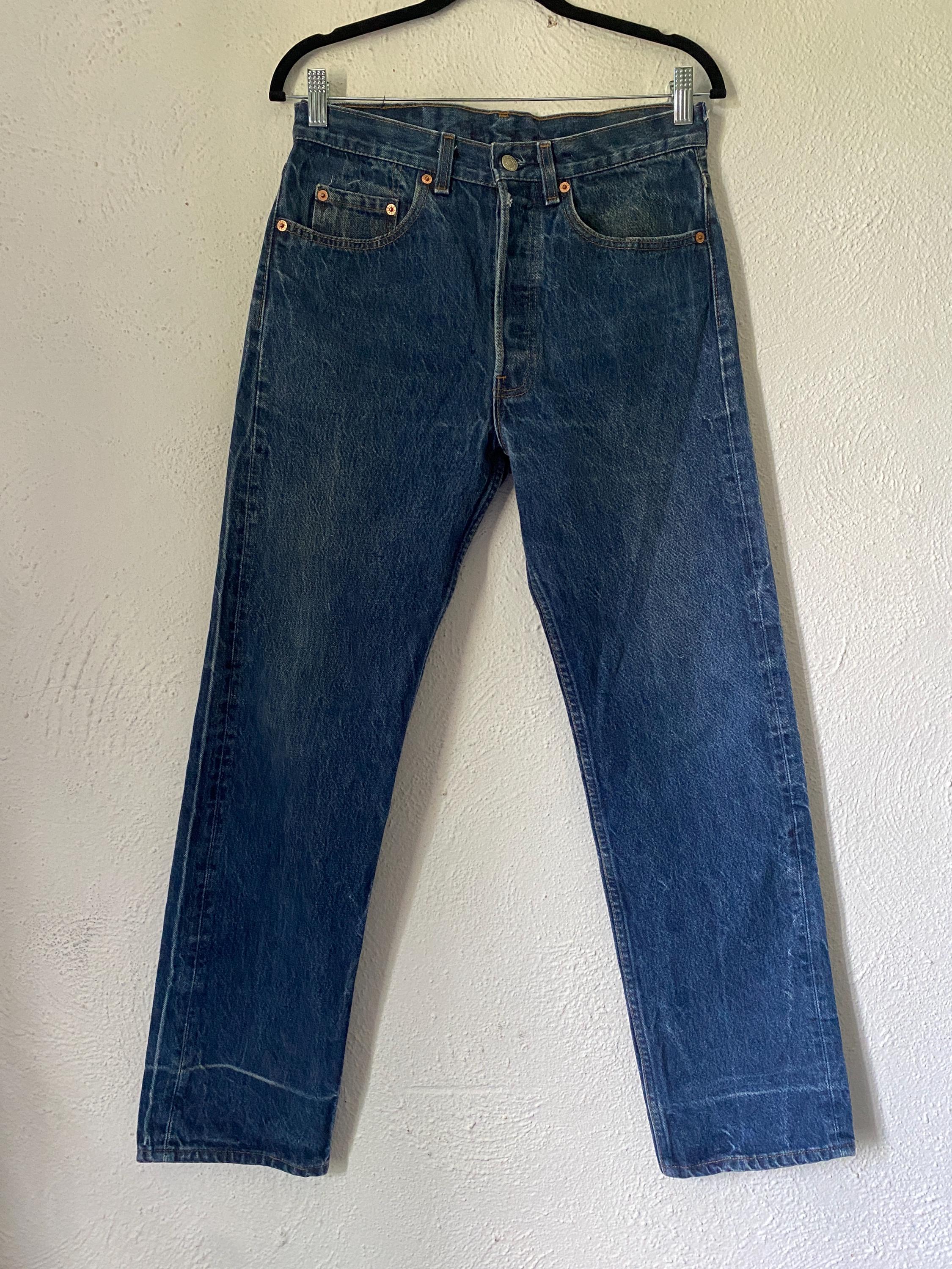 Levi's 501xx Dark Wash Denim Jeans W 31 L 33 Small/Medium Mid Rise Straight Leg
