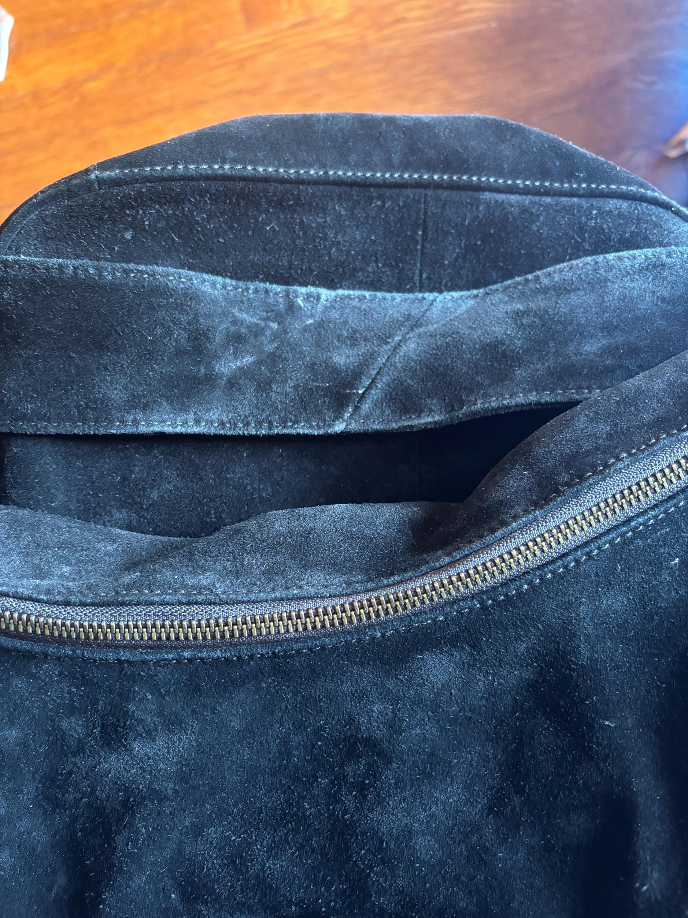 J. Jill Black Suede Wide Crossbody Long Strap Large Leather Bag 90s Minimal Classic Handbag