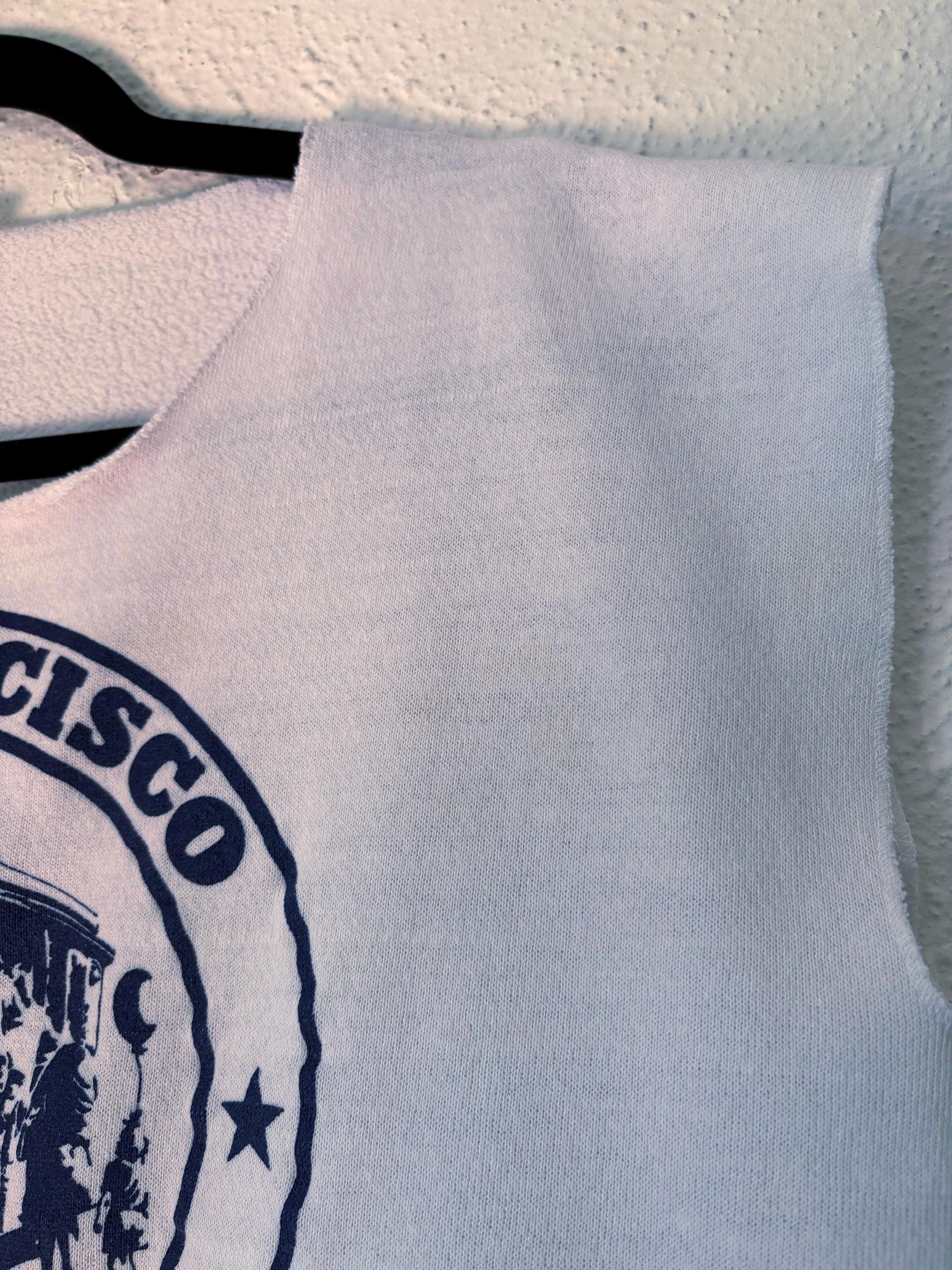 San Francisco California Cropped Sweater T Shirt Tank Top Muscle Tee Unisex Healthknit Made in USA White Graphic Shirt Medium