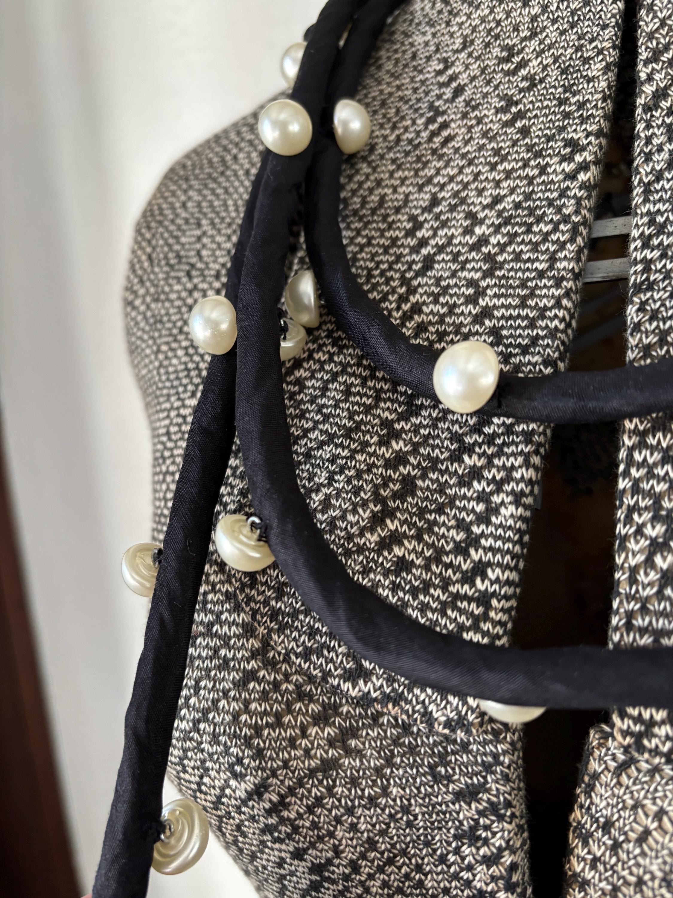 Pearl and Black Fabric Oversized Super Long Multi Layered Necklace Jewelry with Closure