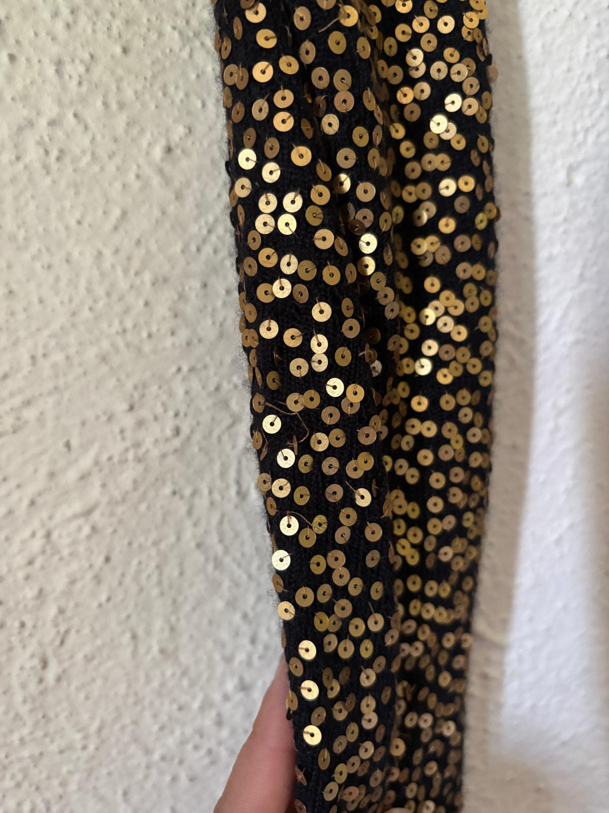 Donna Karan Collection Cashmere Silk Gold Sequin Shoulder Shrug Sweater Cardigan Medium