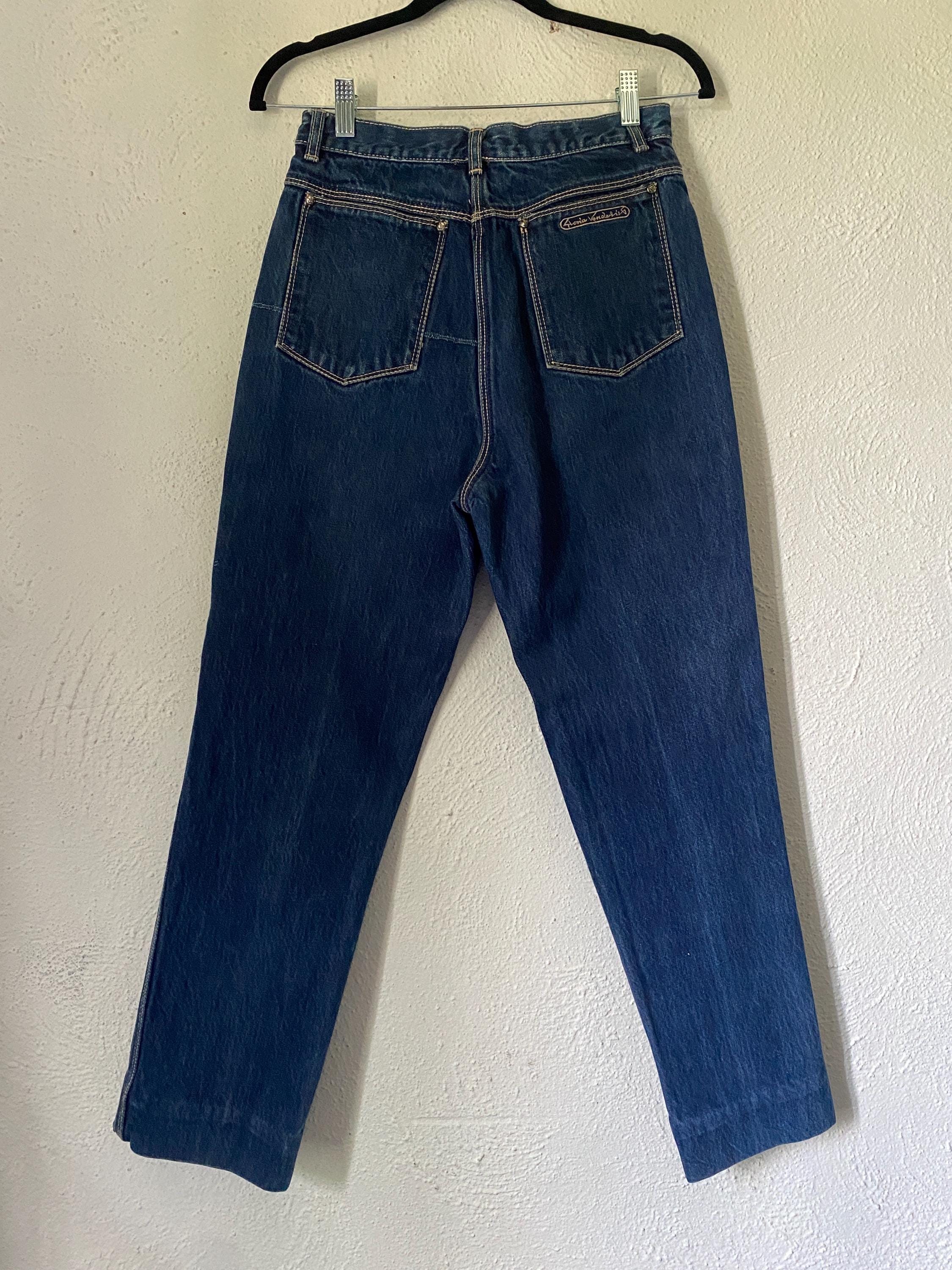 1970s Gloria Vanderbilt for Murjani Dark Blue Denim Jeans Size Small Cotton Straight Leg High Waist