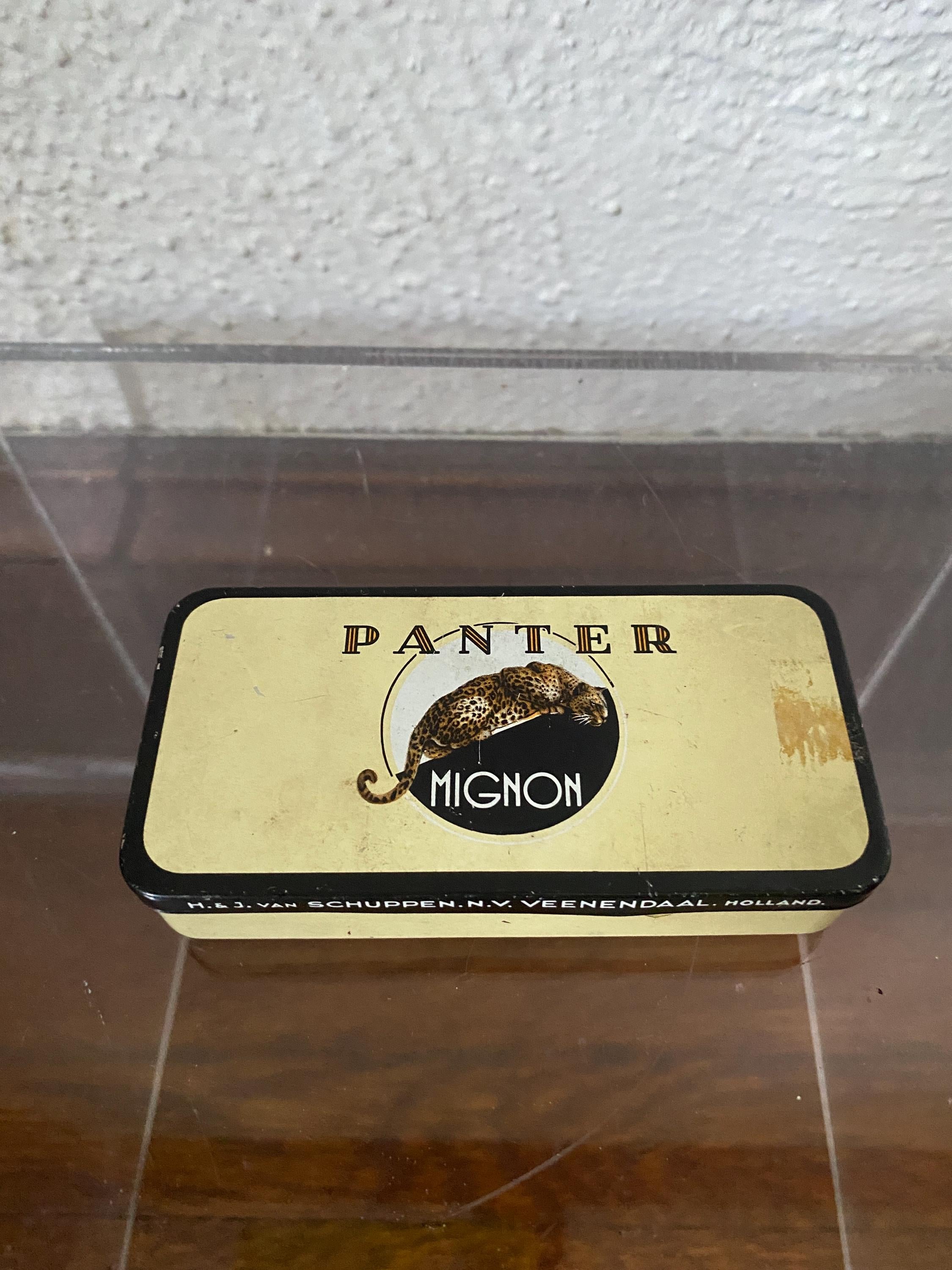 Vintage Panter Mignon Dutch Cigar Tin Panther Brand Small Box Holland